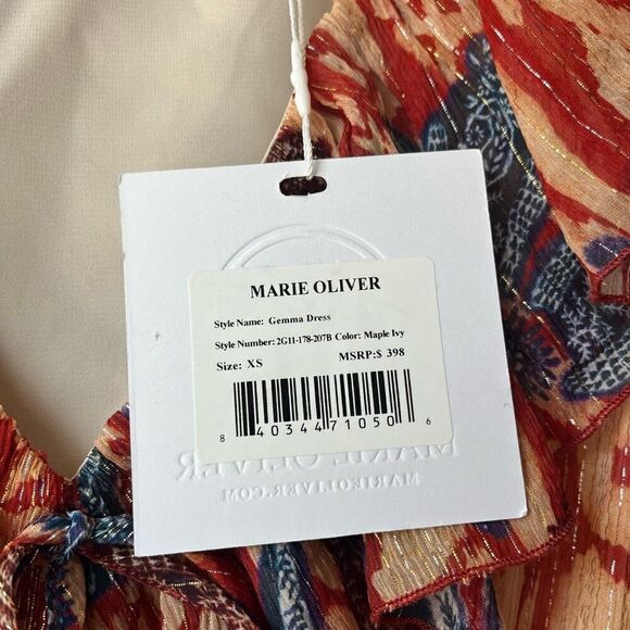 NWT Marie Oliver Dress Metallic Tiered Ruffle Gemma Mini Dress Red Size XS‎ - Picture 10 of 11